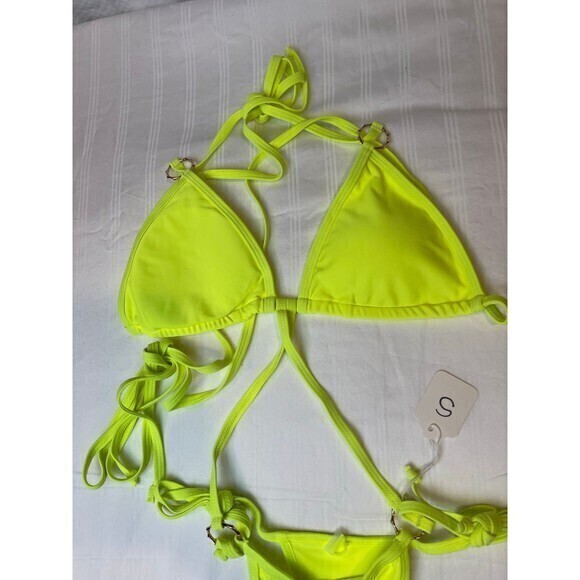 Neon Yellow One Piece Strappy‎ Swimsuit Bikini size Small RefM022 - Picture 7 of 9